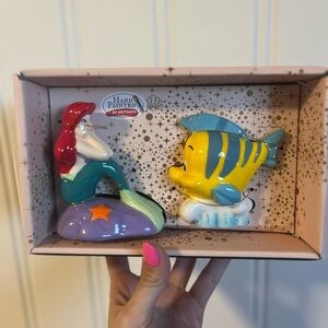 Hand-Painted Ariel and Flounder sat and pepper shakers